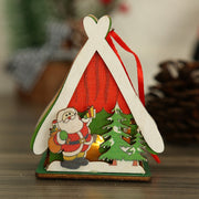 Christmas decorations, Christmas wooden houses, toys, colorful wooden houses, Christmas glowing gifts, Christmas wooden houses