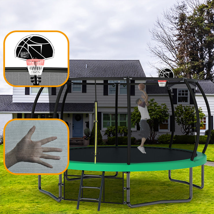 12FT Recreational Kids Trampoline with Safety Enclosure Net