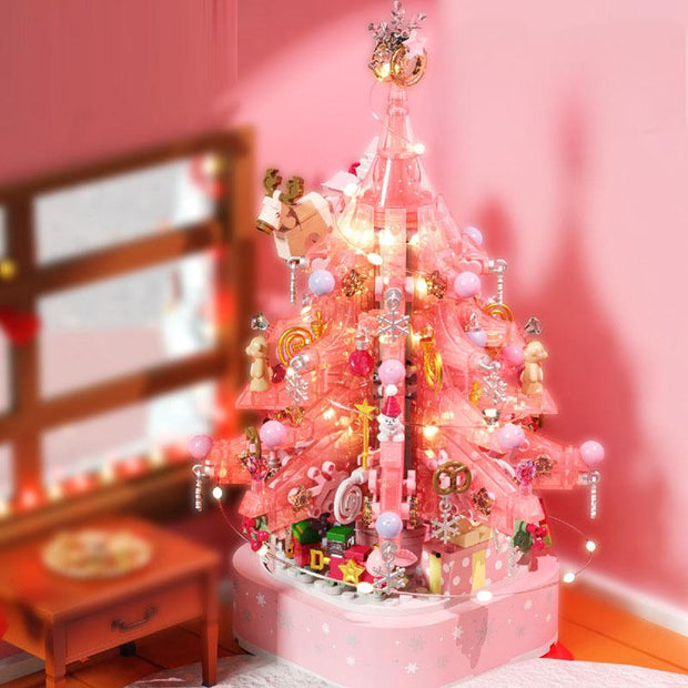 Christmas Gift Crystal Christmas Tree Music Box DIY Assembly Christmas Bouquet Building Blocks Toy