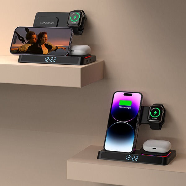 Wireless charging four in one folding clock charging