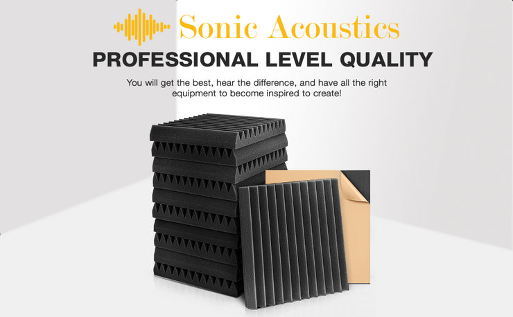 Acoustic Foam Panels 2" X 12" X 12" Self-Adhesive Acoustic Studio Wedge Tiles, Sound Panels Wedges Soundproof Foam Padding Sound