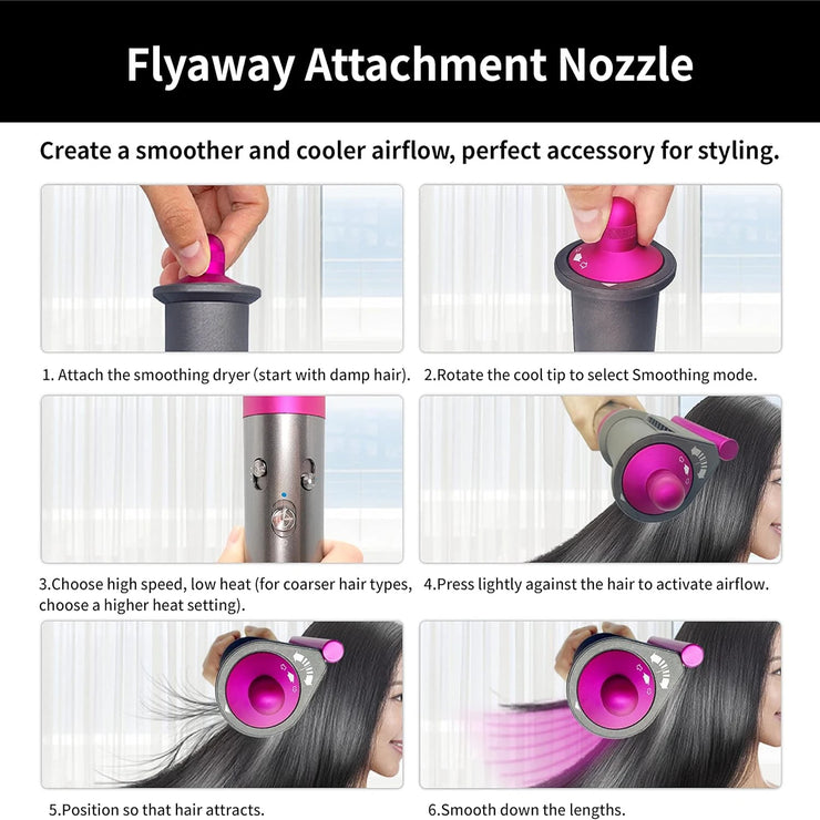 Anti-Flight Flyaway Attachment Nozzle for Dyson Airwrap Smoothing Dryer Accessories for Dyson HS05/01 Straightening Hair Nozzle