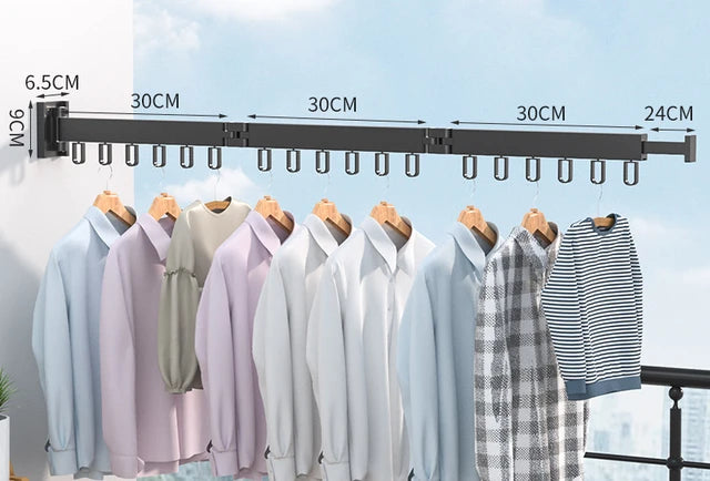 Retractable Cloth Drying Rack Folding Clothes Hanger Wall Mount Indoor Amp Outdoor Space Saving Home Laundry Clothesline