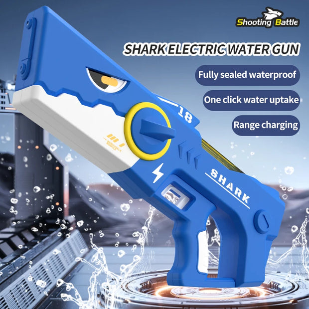 Shark Electric Water Gun Large Capacity Automatic Water Absorption Water Gun Continuous Firing Watergun Summer Pool Play Toy