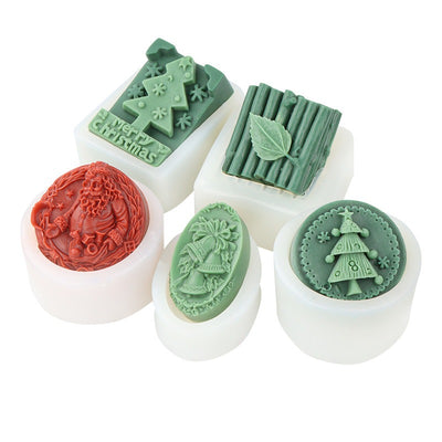 Santa Bell Christmas Tree Candle Mold Christmas Leaves Aromatherapy