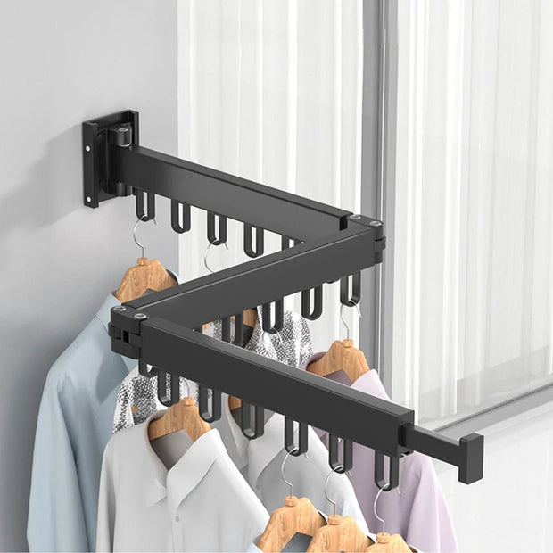 Retractable Cloth Drying Rack Folding Clothes Hanger Wall Mount Indoor Amp Outdoor Space Saving Home Laundry Clothesline