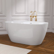 51 Inch Acrylic Freestanding Bathtub Contemporary Soaking White Tub with Overflow and Pop-up Drain Glossy White