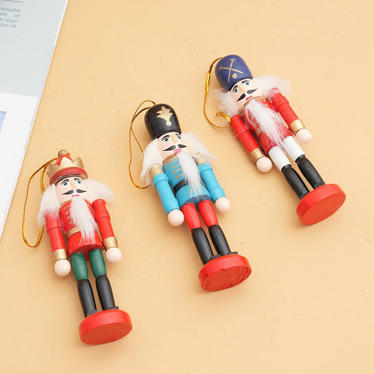 Christmas Gift Nutcracker Cartoon Christmas Tree Wooden Pendant Doll