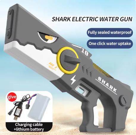 Shark Electric Water Gun Large Capacity Automatic Water Absorption Water Gun Continuous Firing Watergun Summer Pool Play Toy