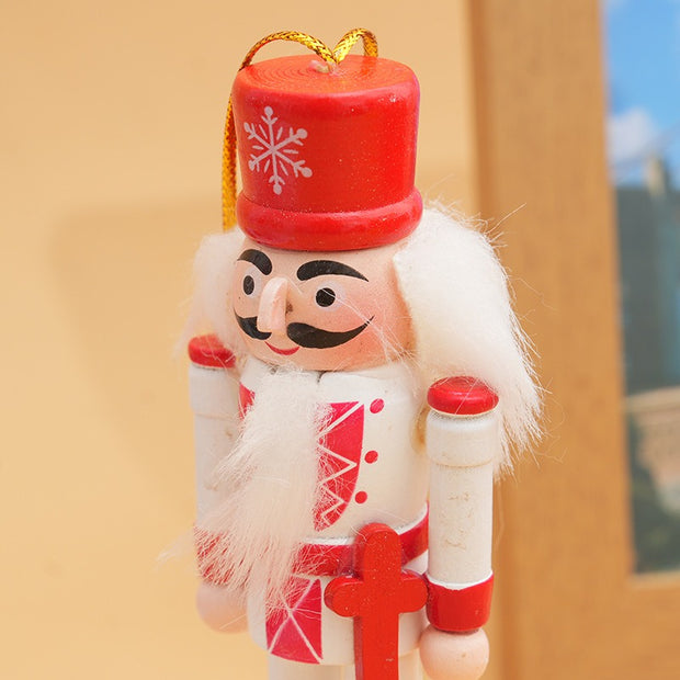 Christmas 13CM Nutcracker Small Pendant Christmas Tree Wooden Doll Decoration