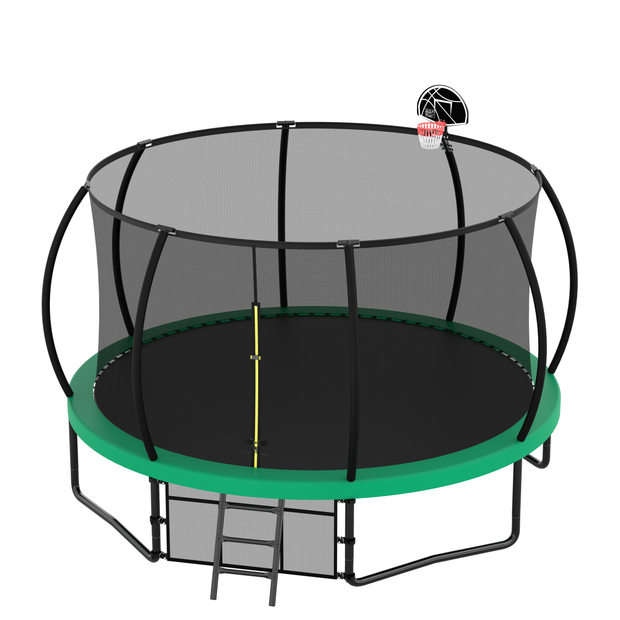 12FT Recreational Kids Trampoline with Safety Enclosure Net