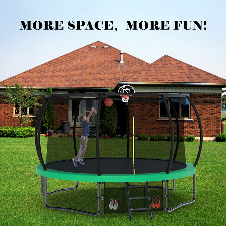 12FT Recreational Kids Trampoline with Safety Enclosure Net