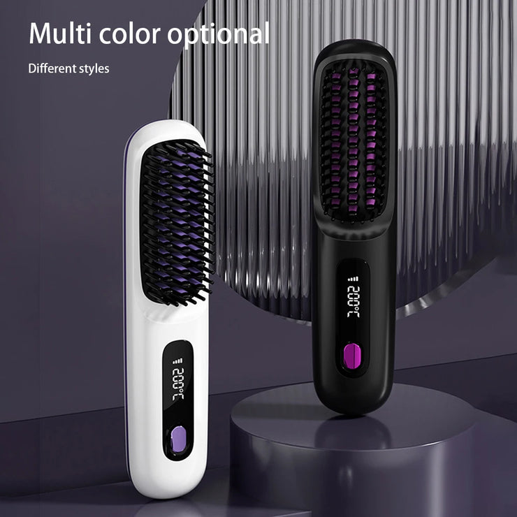 LCD wireless straightening comb rechargeable ceramic electric