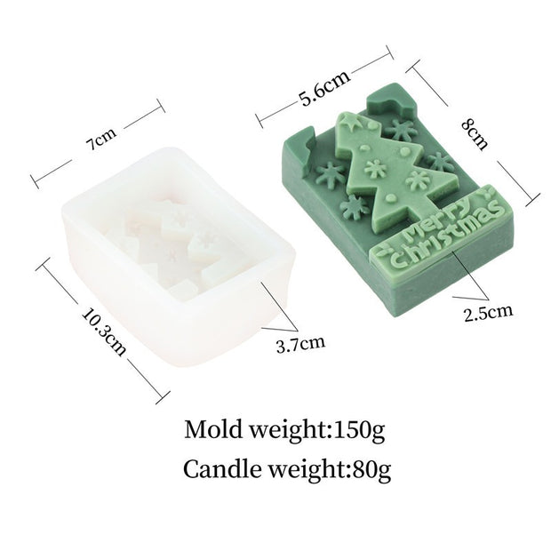 Santa Bell Christmas Tree Candle Mold Christmas Leaves Aromatherapy