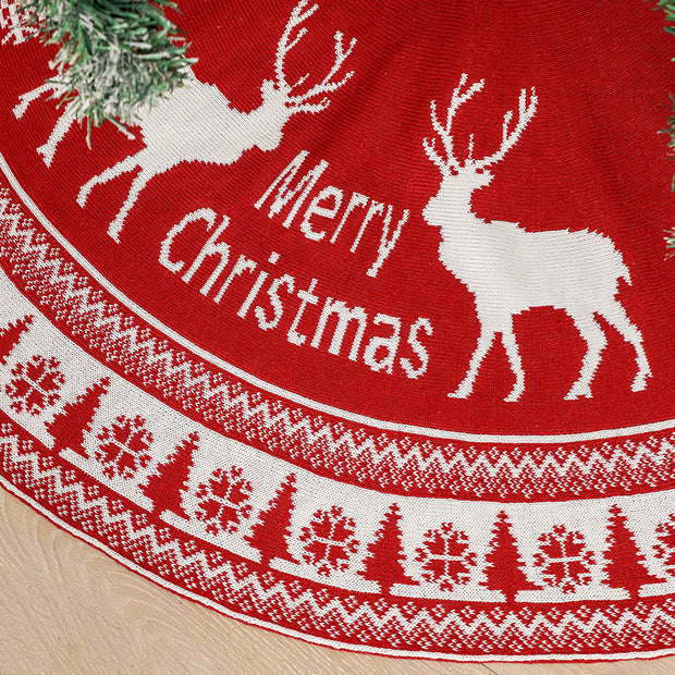 Christmas Tree Skirt Knitted Tree Skirt Apron Christmas Tree Skirt Knitted Elk Christmas Decoration Supplies