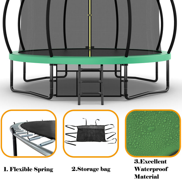 12FT Recreational Kids Trampoline with Safety Enclosure Net