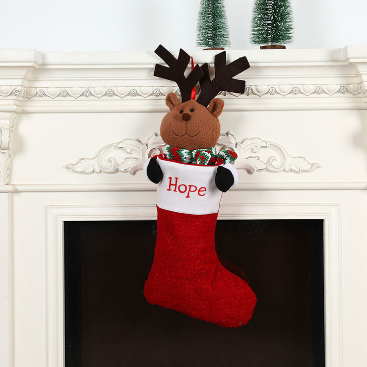 Christmas Decorations Single Head Hug Christmas Socks Gift Bag Candy Bag Christmas Eve Bedhead Pendant