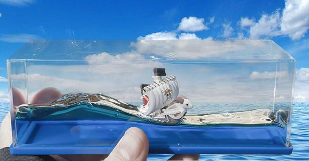 3D Ship Fluid Drift Bottle Wanli Sunshine Floating Boat Ornament Ship Going Merry Pirates Boat Decompression Toy Birthday Gift