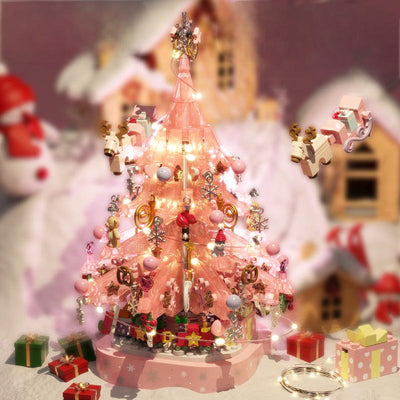 Christmas Gift Crystal Christmas Tree Music Box DIY Assembly Christmas Bouquet Building Blocks Toy