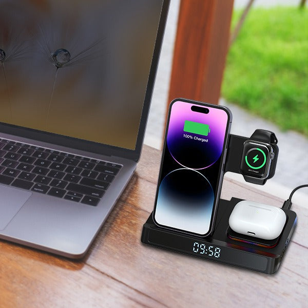 Wireless charging four in one folding clock charging