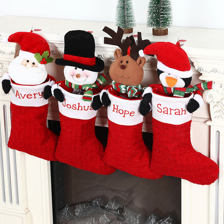 Christmas Decorations Single Head Hug Christmas Socks Gift Bag Candy Bag Christmas Eve Bedhead Pendant