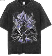 Anime cartoon wash distressed men short sleeved t-shirt high street dark man