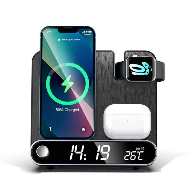 Multi functional clock wireless charging watch earphone