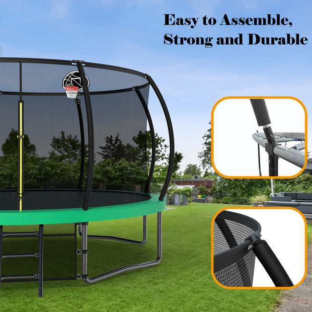 12FT Recreational Kids Trampoline with Safety Enclosure Net