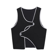 Designer style contrasting color edging short vest high street yuppie style men and women with fashionable shoulder