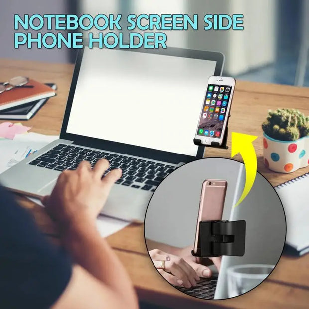 Notebook Screen Side Phone Holder Adjustable Phone Stand Holder